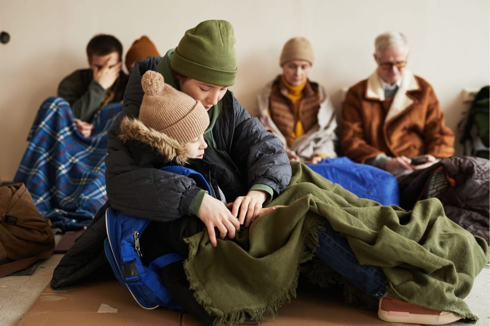 UAFF Family Projects Young Boy Orphan Holding Sign Help Ukraine